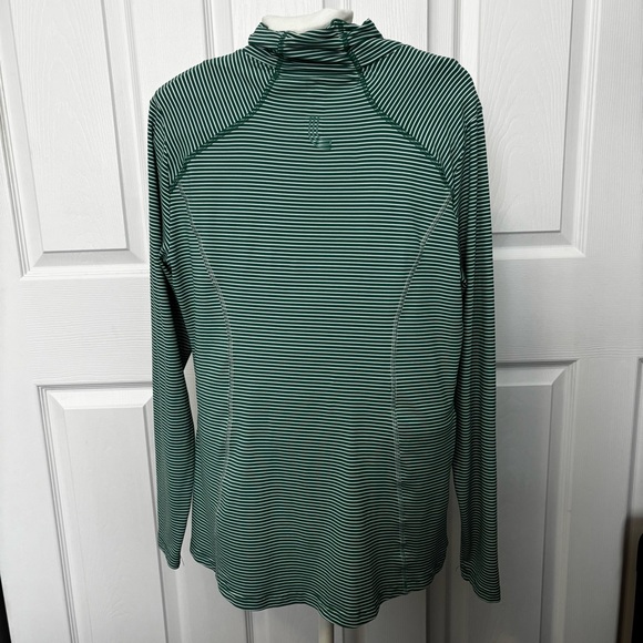 Lolë Women’s Large Green Striped Full Zip Jacket UPF 50+ Wicking Stretch - Picture 2 of 16